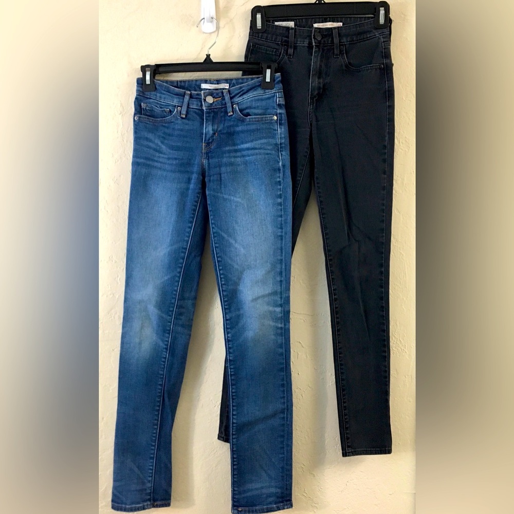 Bundle Levi’s Jeans 712 Slim + 721 High Rise Skinny Size 24 Blue Black Denim
